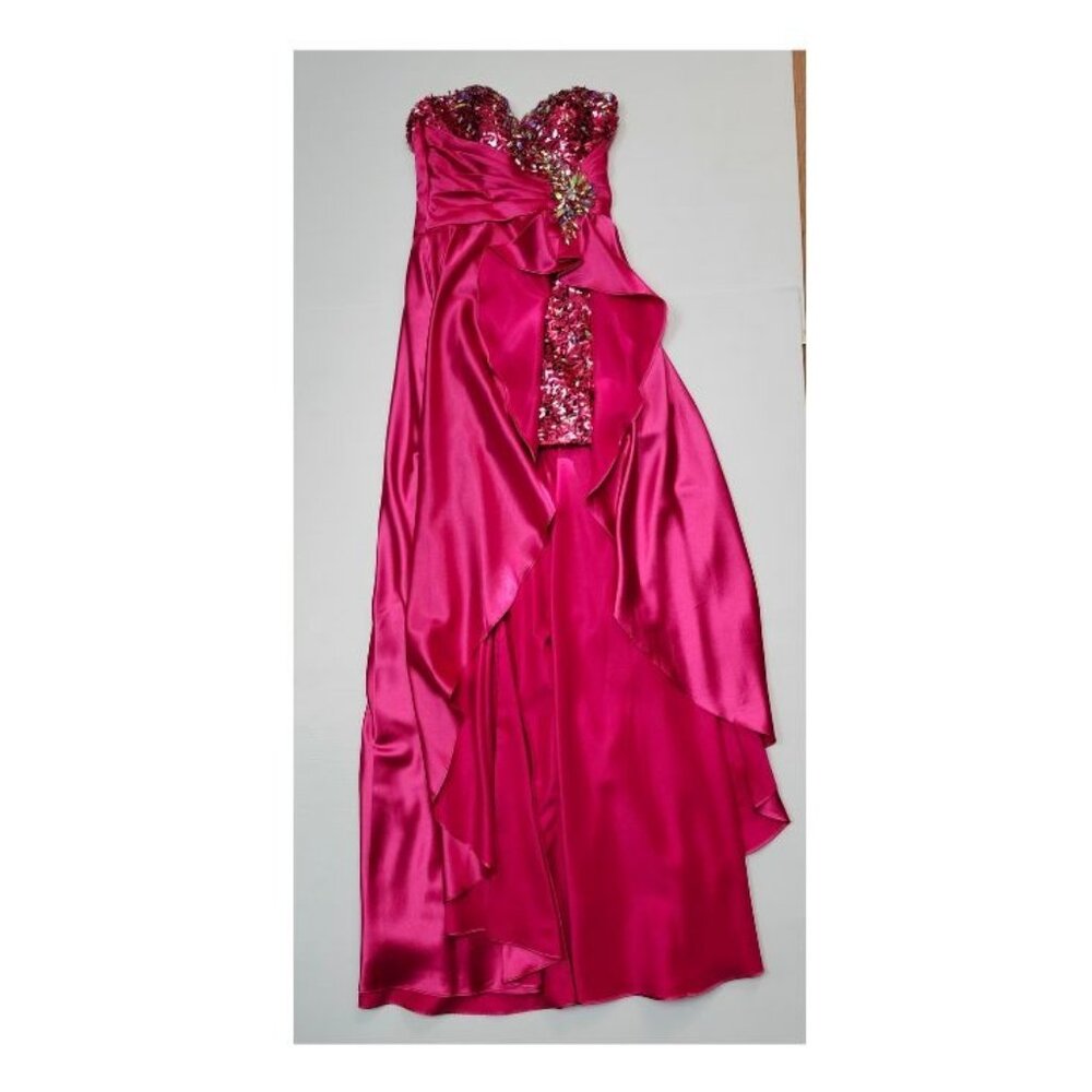 Blush Prom Women's Fuchsia Sequined Strapless Mini Prom Dress Size 4